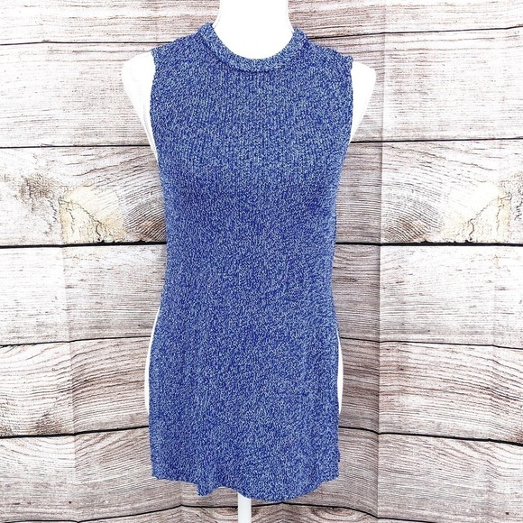 Aritzia Wilfred Palmier Blue Sleeveless Crew Neck Sweater Tunic Size XS - Picture 1 of 8